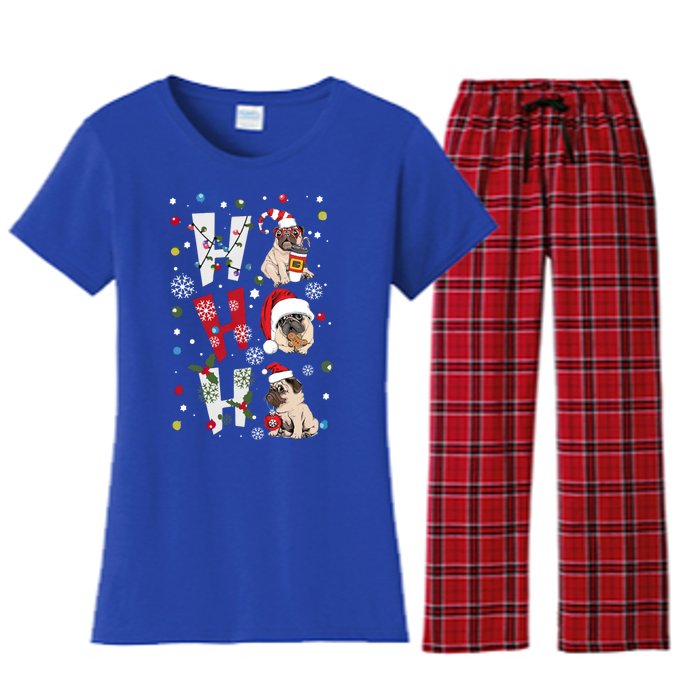 Hot Ho Ho Dogs Merry Christmas Funny Gift Women's Flannel Pajama Set