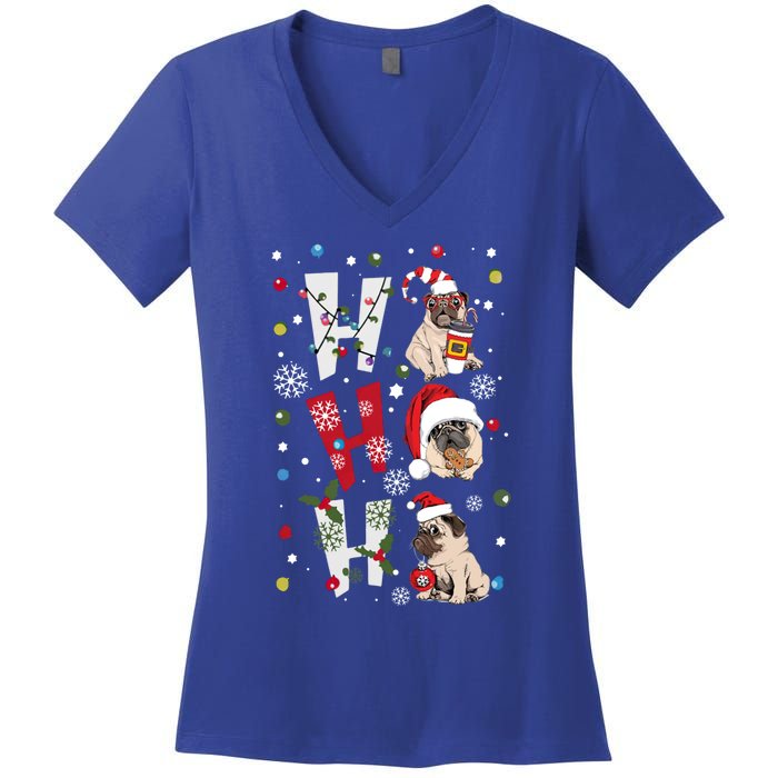 Hot Ho Ho Dogs Merry Christmas Funny Gift Women's V-Neck T-Shirt