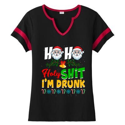 Ho Ho Holy Shit I'm Drunk Christmas Funny Xmas Ing Gift Ladies Halftime Notch Neck Tee