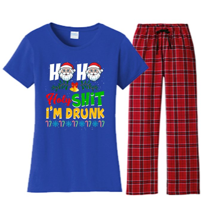 Ho Ho Holy Shit I'm Drunk Christmas Funny Xmas Ing Gift Women's Flannel Pajama Set