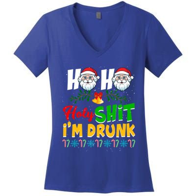 Ho Ho Holy Shit I'm Drunk Christmas Funny Xmas Ing Gift Women's V-Neck T-Shirt