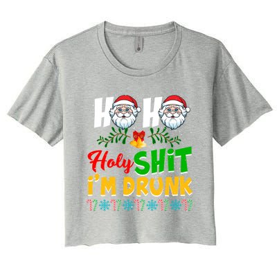 Ho Ho Holy Shit I'm Drunk Christmas Funny Xmas Ing Gift Women's Crop Top Tee