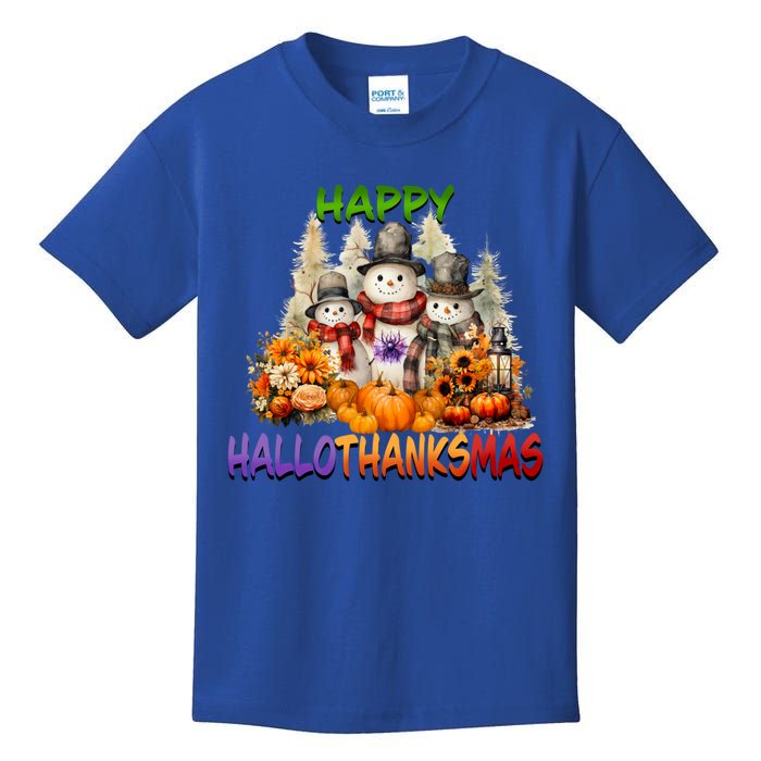 Happy Hallothanksmas Holidays Design Funny Gift Kids T-Shirt