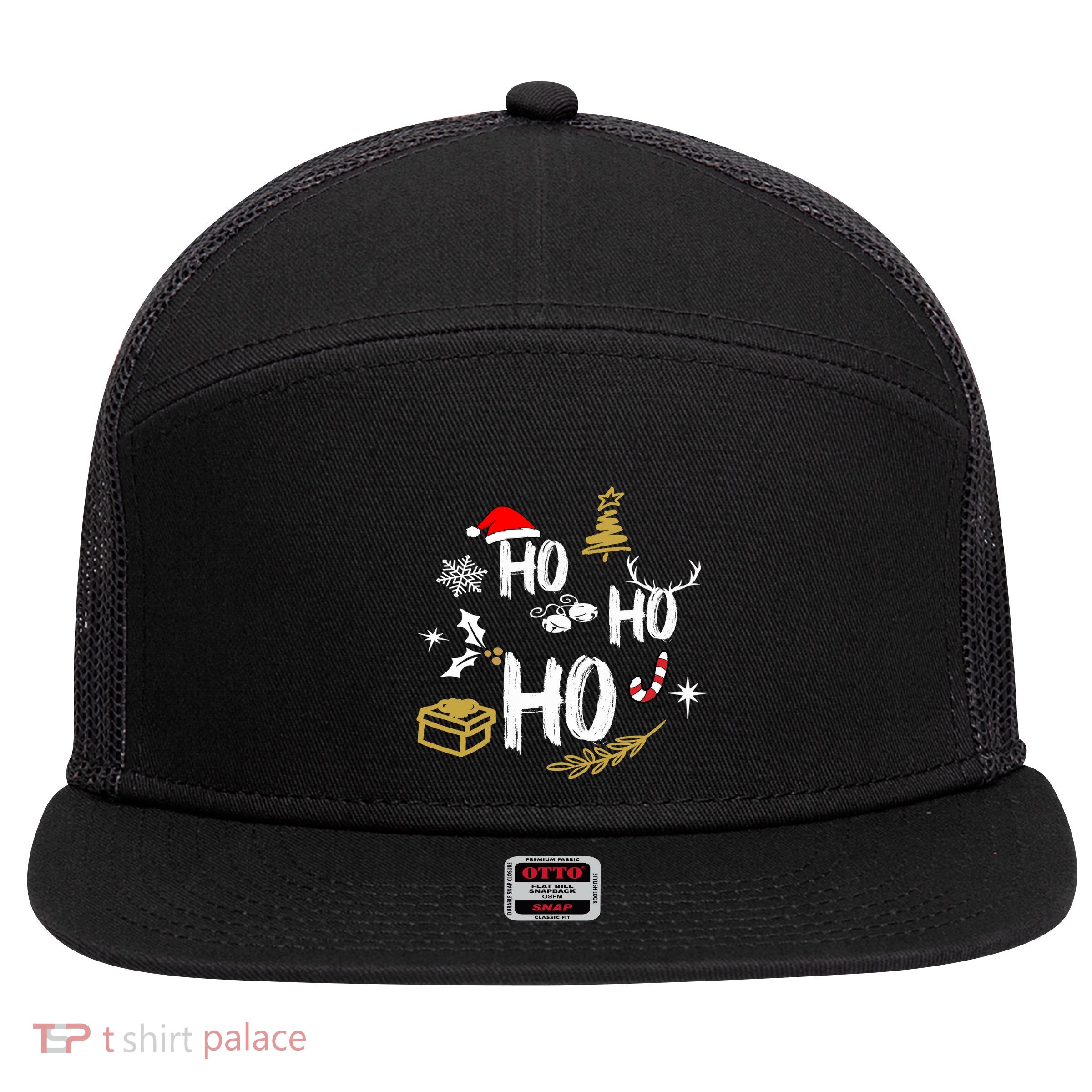 Ho Ho Ho Santa | Merry Christmas 7 Panel Mesh Trucker Snapback Hat