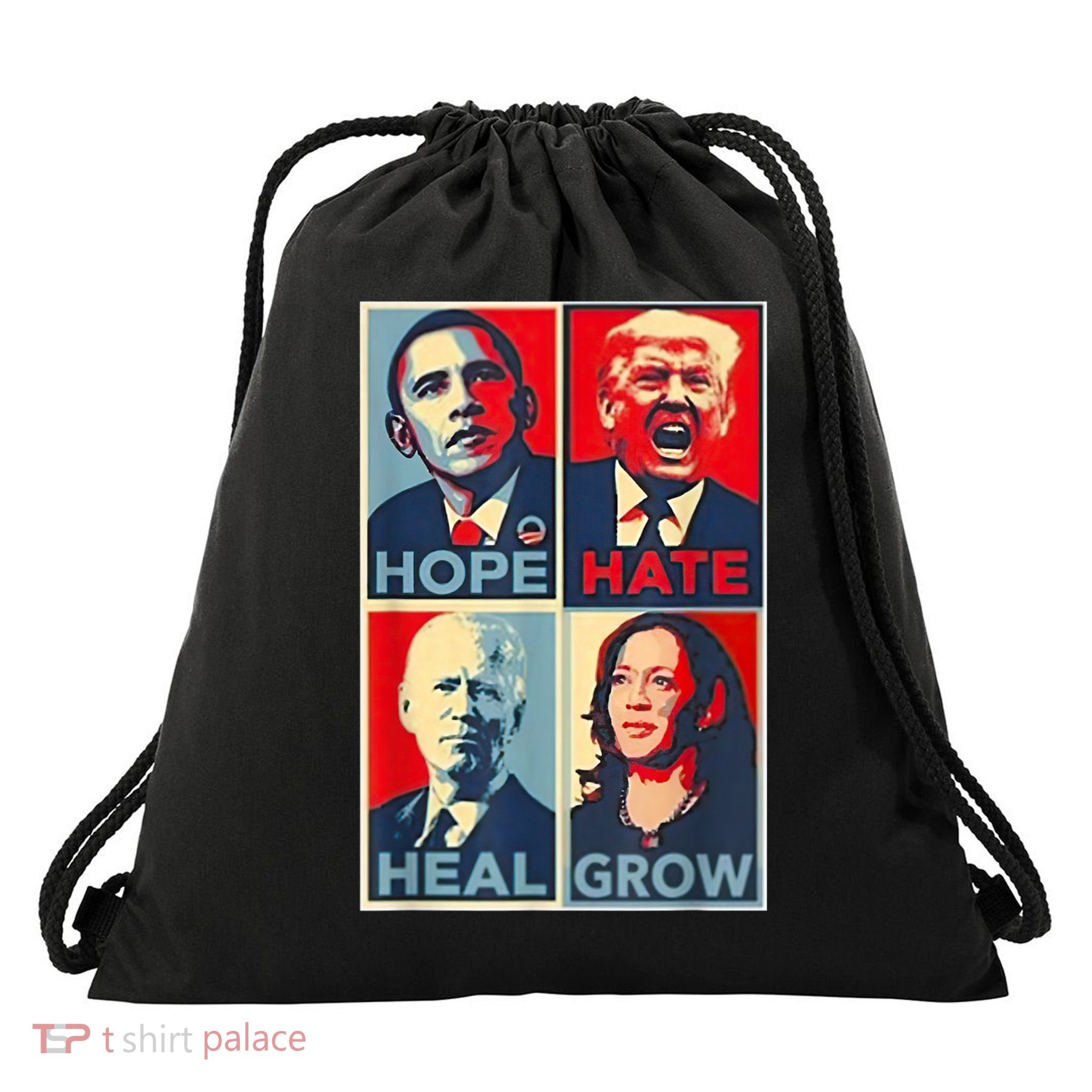 Hope Hate Heal Grow Drawstring Bag