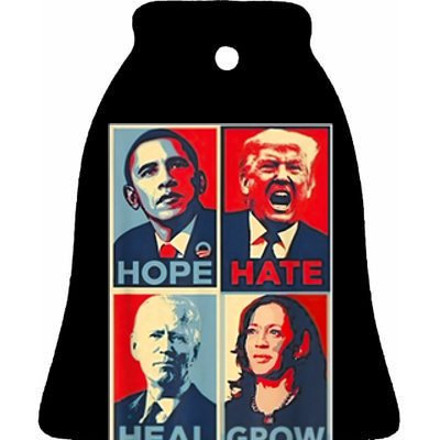 Hope Hate Heal Grow Ceramic Bell Ornament