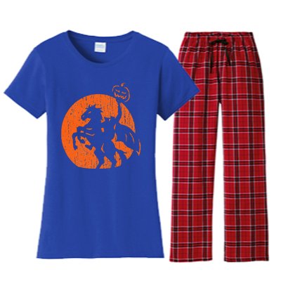 Halloween Headless Horseman Folklore Pumpkin JackOLantern Women's Flannel Pajama Set