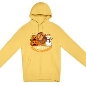 Happy Hallothanksmas Halloween Thanksgiving Christmas Day Gift Premium Pullover Hoodie