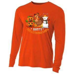 Happy Hallothanksmas Halloween Thanksgiving Christmas Day Gift Cooling Performance Long Sleeve Crew