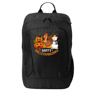 Happy Hallothanksmas Halloween Thanksgiving Christmas Day Gift City Backpack