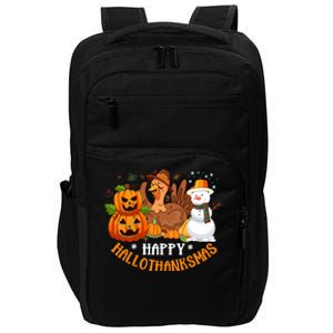 Happy Hallothanksmas Halloween Thanksgiving Christmas Day Gift Impact Tech Backpack