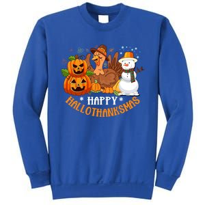 Happy Hallothanksmas Halloween Thanksgiving Christmas Day Gift Sweatshirt