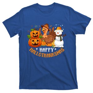 Happy Hallothanksmas Halloween Thanksgiving Christmas Day Gift T-Shirt