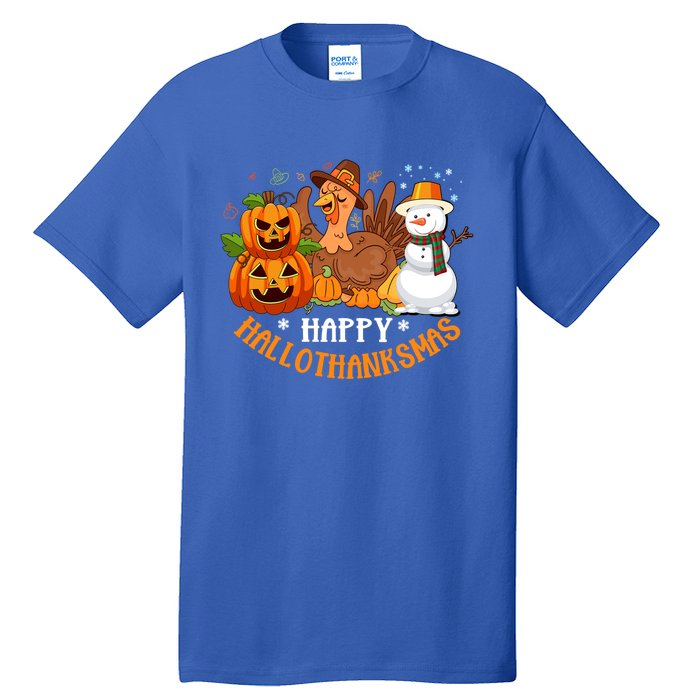 Happy Hallothanksmas Halloween Thanksgiving Christmas Day Gift Tall T-Shirt