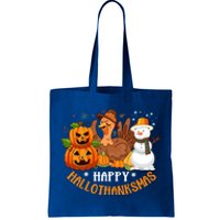 Happy Hallothanksmas Halloween Thanksgiving Christmas Day Gift Tote Bag