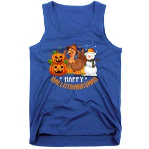 Happy Hallothanksmas Halloween Thanksgiving Christmas Day Gift Tank Top