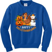 Happy Hallothanksmas Halloween Thanksgiving Christmas Day Gift Kids Sweatshirt