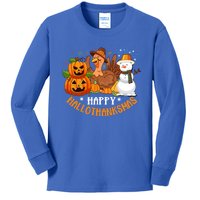 Happy Hallothanksmas Halloween Thanksgiving Christmas Day Gift Kids Long Sleeve Shirt