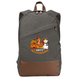 Happy Hallothanksmas Halloween Thanksgiving Christmas Day Gift Cotton Canvas Backpack