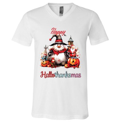 Happy Hallothanksmas V-Neck T-Shirt