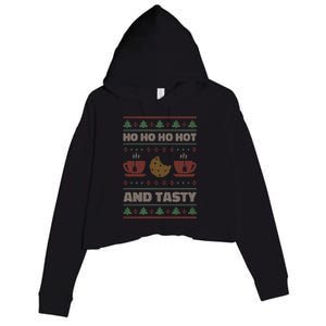 Ho Ho Ho Hot And Tasty Funny Christmas Cookie Ugly Sweater Gift Crop Fleece Hoodie