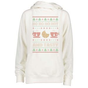 Ho Ho Ho Hot And Tasty Funny Christmas Cookie Ugly Sweater Gift Womens Funnel Neck Pullover Hood