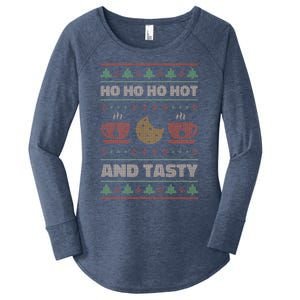 Ho Ho Ho Hot And Tasty Funny Christmas Cookie Ugly Sweater Gift Women's Perfect Tri Tunic Long Sleeve Shirt