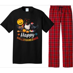 Happy Hallothanksmas Halloween Thanksgiving Xmas Chicken Pajama Set