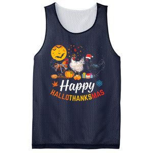 Happy Hallothanksmas Halloween Thanksgiving Xmas Chicken Mesh Reversible Basketball Jersey Tank