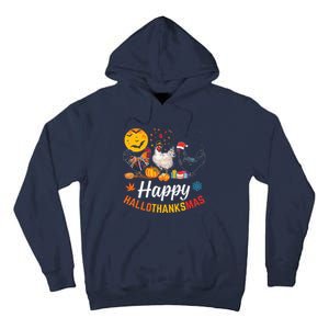 Happy Hallothanksmas Halloween Thanksgiving Xmas Chicken Tall Hoodie