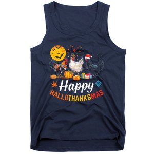 Happy Hallothanksmas Halloween Thanksgiving Xmas Chicken Tank Top