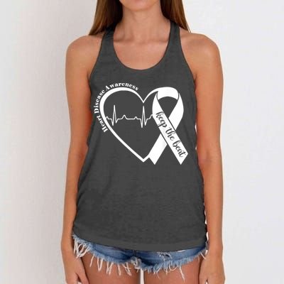 Heart Health Heart Disease Awareness Heartbeat Chd Wear Red Women's Knotted Racerback Tank