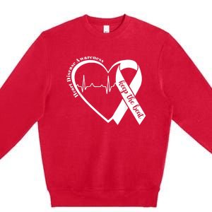 Heart Health Heart Disease Awareness Heartbeat Chd Wear Red Premium Crewneck Sweatshirt