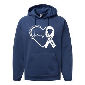 Heart Health Heart Disease Awareness Heartbeat Chd Wear Red Performance Fleece Hoodie