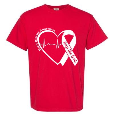 Heart Health Heart Disease Awareness Heartbeat Chd Wear Red Garment-Dyed Heavyweight T-Shirt