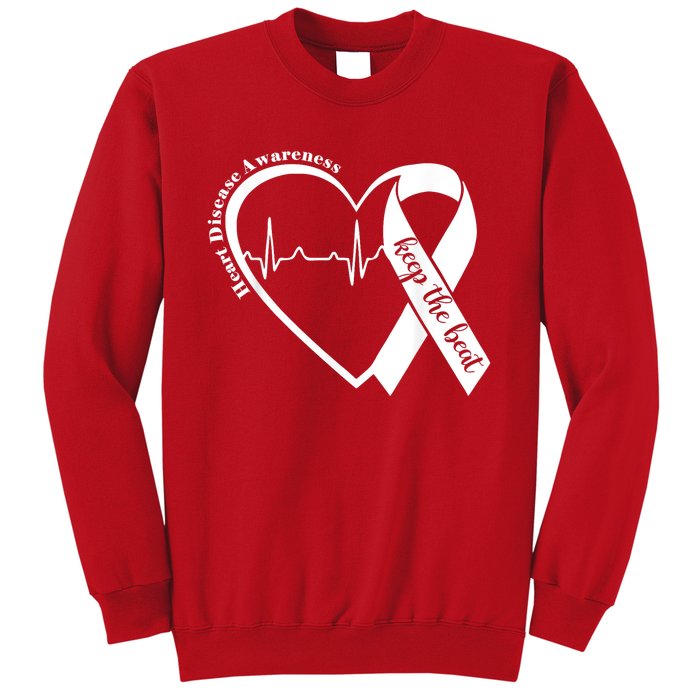 Heart Health Heart Disease Awareness Heartbeat Chd Wear Red Sweatshirt