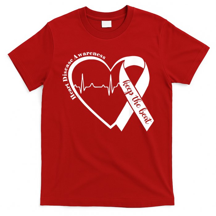 Heart Health Heart Disease Awareness Heartbeat Chd Wear Red T-Shirt
