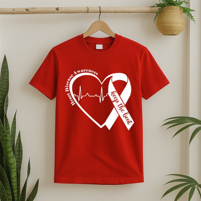 Heart Health Heart Disease Awareness Heartbeat Chd Wear Red T-Shirt