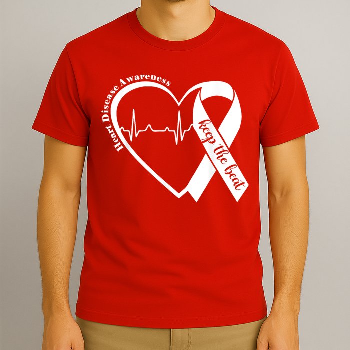 Heart Health Heart Disease Awareness Heartbeat Chd Wear Red T-Shirt