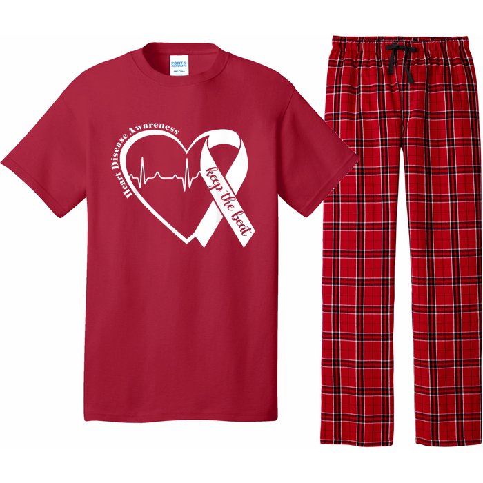 Heart Health Heart Disease Awareness Heartbeat Chd Wear Red Pajama Set