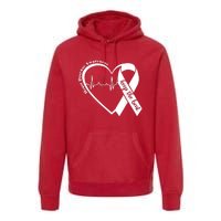 Heart Health Heart Disease Awareness Heartbeat Chd Wear Red Premium Hoodie