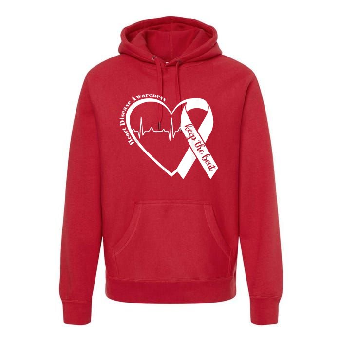 Heart Health Heart Disease Awareness Heartbeat Chd Wear Red Premium Hoodie