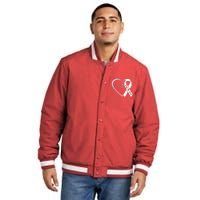 Heart Health Heart Disease Awareness Heartbeat Chd Wear Red Insulated Varsity Jacket