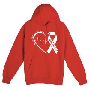 Heart Health Heart Disease Awareness Heartbeat Chd Wear Red Premium Pullover Hoodie