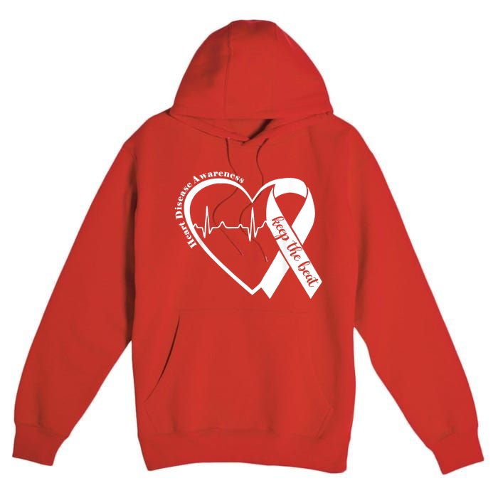 Heart Health Heart Disease Awareness Heartbeat Chd Wear Red Premium Pullover Hoodie