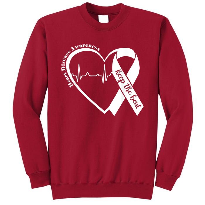 Heart Health Heart Disease Awareness Heartbeat Chd Wear Red Tall Sweatshirt