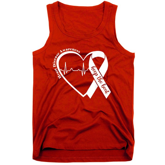 Heart Health Heart Disease Awareness Heartbeat Chd Wear Red Tank Top