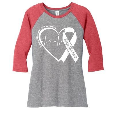 Heart Health Heart Disease Awareness Heartbeat Chd Wear Red Women's Tri-Blend 3/4-Sleeve Raglan Shirt