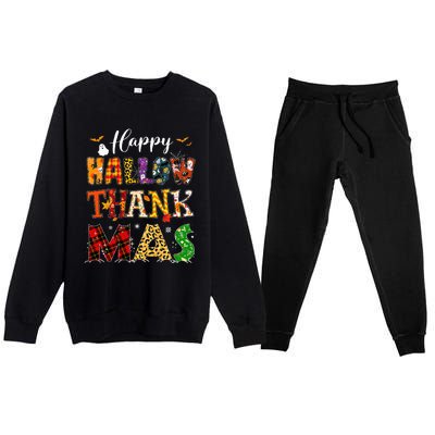 Holiday Happy Hallowthanksmas Christmas Thanksgiving Family Premium Crewneck Sweatsuit Set