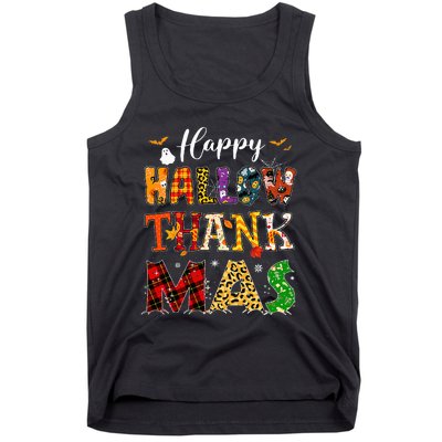 Holiday Happy Hallowthanksmas Christmas Thanksgiving Family Tank Top